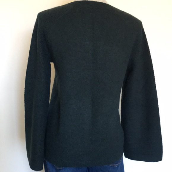 LOFT Textured Knit Deep Forest Green Bell Sleeve Pullover Sweater, size XS 🌲♥️ - Picture 8 of 12